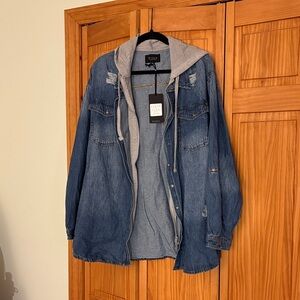 Risen denim hooded shirt